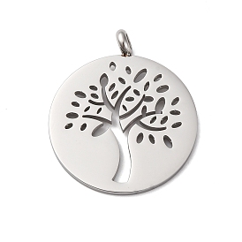 304 подвески из нержавеющей стали, плоская круглая с подвеской дерево жизни, анти-тускнение