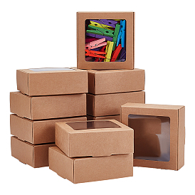 48шт. бумажные коробки для конфет, коробка для выпечки, с прозрачным окном из ПВХ, для партии, свадьба, детский душ, квадратный