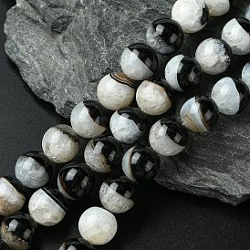 Натуральный кристалл и агата нитей бисера, круглые, окрашенная и подогревом