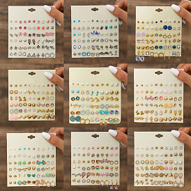 30пары комплектов серег-гвоздиков из сплава и пластика с имитацией жемчуга и страз