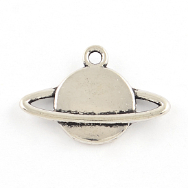 Tibetan Style Alloy Pendants, Cadmium Free & Lead Free, Planet, Universe Space Charms, 15x22x2.5mm, Hole: 1.5mm, about 649pcs/1000g