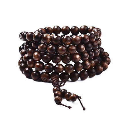 Mala Bead Bracelet, Rosewood 4-Loop Wrap Bracelet, Yoga Prayer Jewelry for Men Women