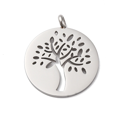 304 подвески из нержавеющей стали, плоская круглая с подвеской дерево жизни, анти-тускнение