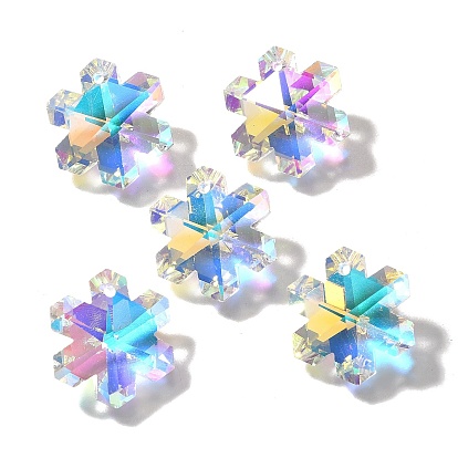 Стеклянные подвески, снежинка, AB цвет, граненые