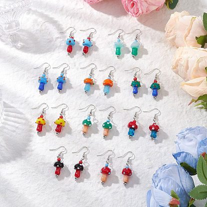 Гриб 304 серьги-подвески из нержавеющей стали в стиле лэмпворк