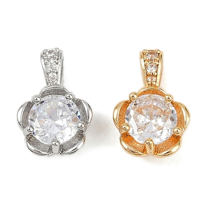 Латунные микро проложить кубического циркония прелести, без кадмия, без никеля и без свинца, цветок