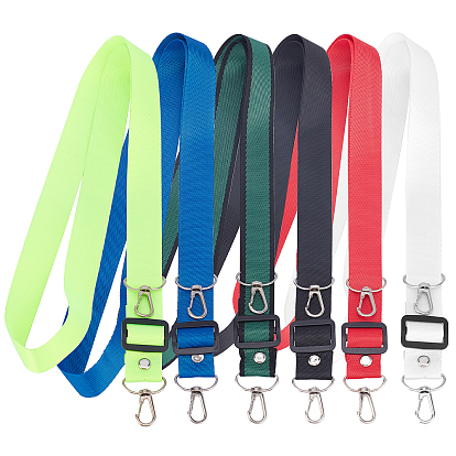 6Pcs 6 Colors Imitation Nylon Mobile Accessories, Cell Phone Lanyards, Adjustable Neck Strap, with Platinum Tone Iron Swivel Clasps & PP Plastic Slide Buckle