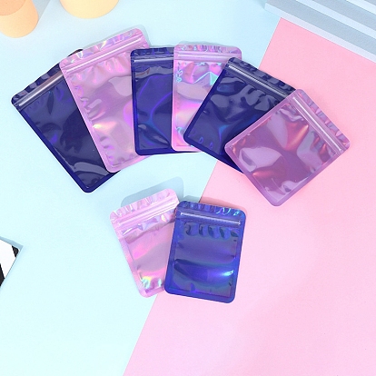 Прямоугольные блестящие голографические пакеты для животных с застежкой-молнией, многоразовые упаковочные пакеты, мешок с самоуплотнением