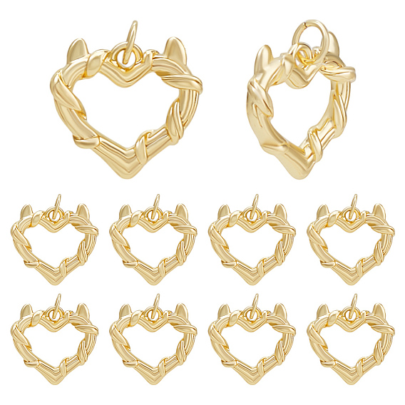 10подвески из латуни с гальваническим покрытием, с целью перехода в кольце, без кадмия, без никеля и без свинца, сердце