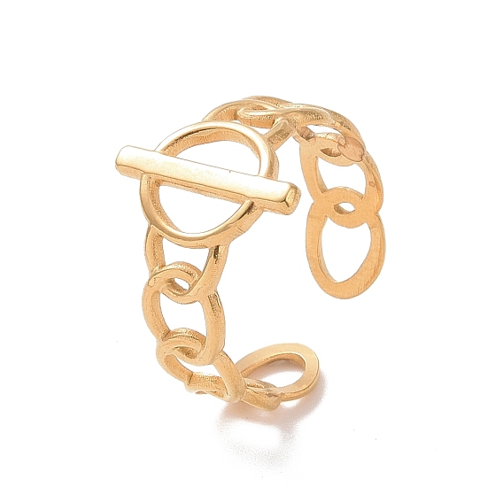 Ионное покрытие (ip) 304 открытое манжетное кольцо в форме пряжки из нержавеющей стали, полое кольцо на палец для женщин