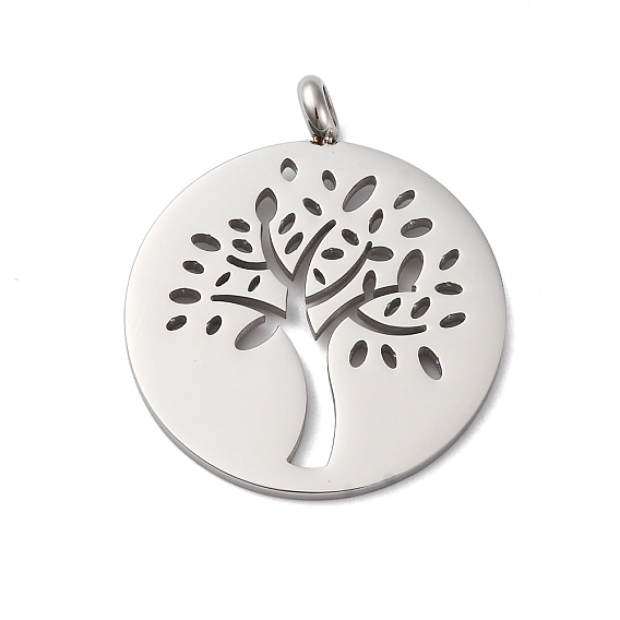304 подвески из нержавеющей стали, плоская круглая с подвеской дерево жизни, анти-тускнение