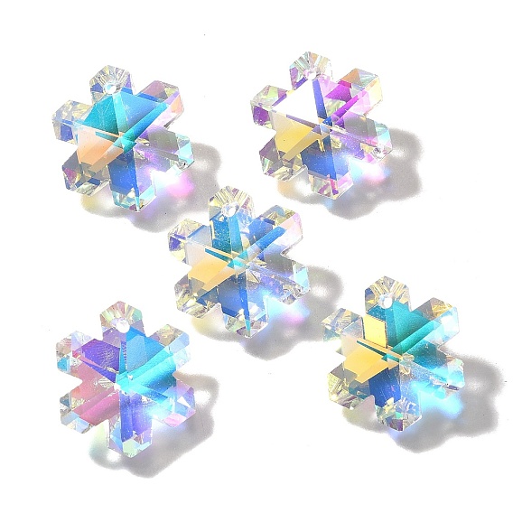 Стеклянные подвески, снежинка, AB цвет, граненые