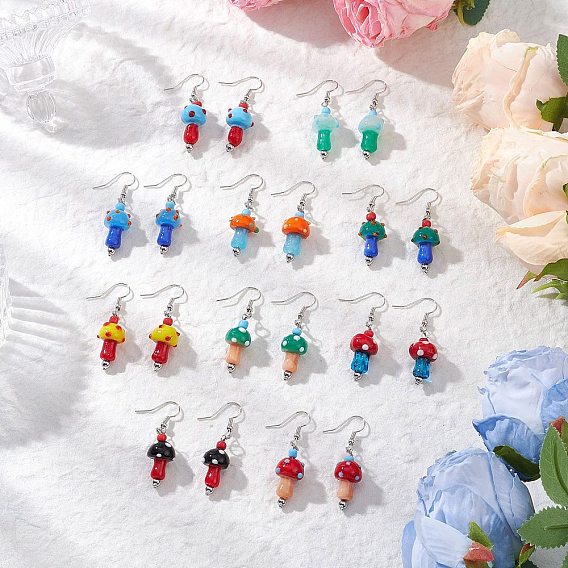 Гриб 304 серьги-подвески из нержавеющей стали в стиле лэмпворк