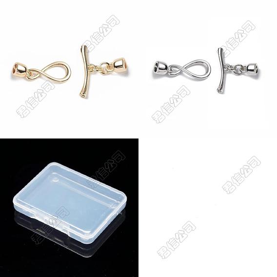 8 Sets 2 Colors Brass Toggle Clasps, Long-Lasting Plated, Infinity