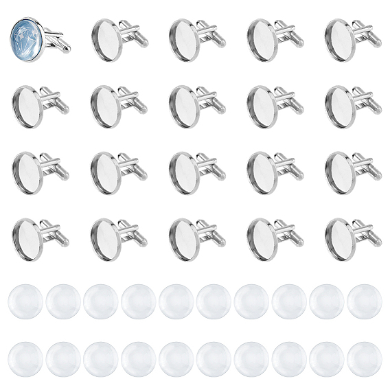 Набор для самостоятельного изготовления запонок в форме купола, включая оправу для латунных запонок, Кабошоны из стекла