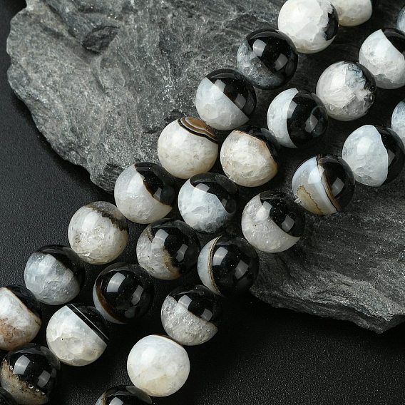 Натуральный кристалл и агата нитей бисера, круглые, окрашенная и подогревом