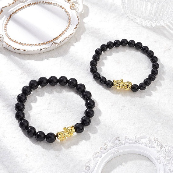 Наборы из натуральных драгоценных камней, Pi Xiu, с бусинами сплава