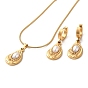 Teardrop 304 Stainless Steel Jewelry Set, Plastic Pearl Dangle Hoop Earrings and Pendant Necklace