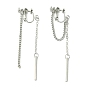 Rertangle Alloy Chain Tassel Clip-on Earrings for Women Men