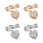4 шт. 2 цветные латунные кольца с микропаве из кубического циркония для женщин, сердце
