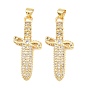 Латунные микропаве прозрачные подвески с фианитом, меч прелести, долговечный, стойки покрытие, без свинца и без кадмия