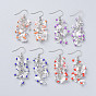 Dangle Earrings, with Glass Seed Beads, Natural Quartz Crystal Chips Beads and Stainless Steel Earring Hooks