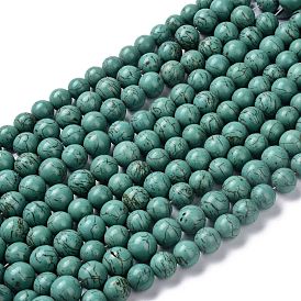 Perlas naturales howlite hebras, teñido y climatizada, rondo