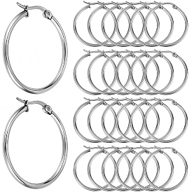 30 пары 304 серьги-кольца из нержавеющей стали, гипоаллергенные формы серег, Кольцевая форма