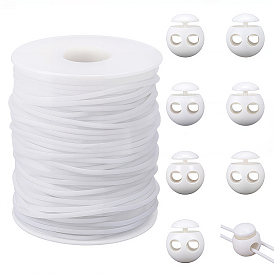 1 рулон полой трубы ПВХ трубчатый синтетический резиновый шнур, намотанный вокруг белой катушки, с пластиковыми шнуровыми замками 8 шт.