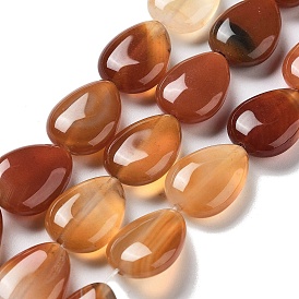 Natural Red Agate Beads Strands, Flat Teardrop