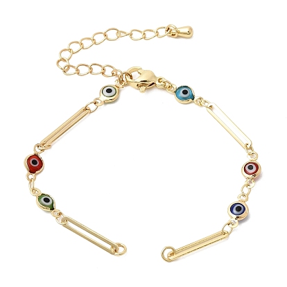 Изготовление браслетов из латуни и акрила с разноцветными звеньями, символизирующими «злой глаз»., стойки покрытие, долговечный, без свинца и без кадмия