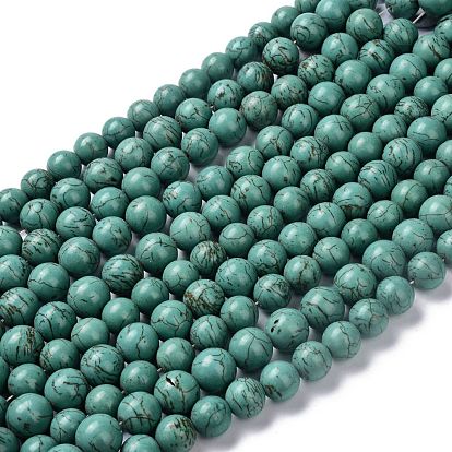 Perlas naturales howlite hebras, teñido y climatizada, rondo