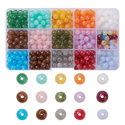 450Stk. 15 Farben runde Edelstein-Acrylperlen