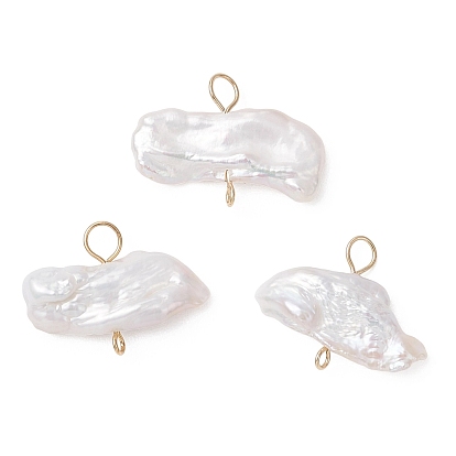 Подвески-коннекторы из натурального жемчуга Кеши, звенья Nuggets с 304 двойными петлями из нержавеющей стали, белые