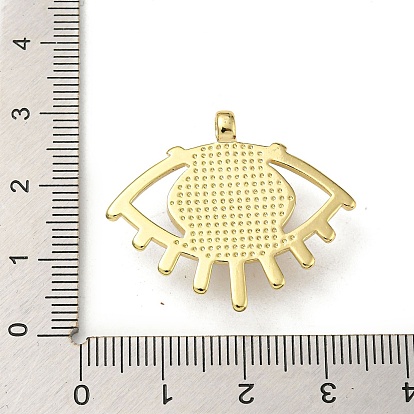 Real 18K Gold Plated Brass Pendants, with Acrylic, Evil Eye Charms