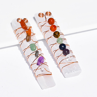 Natural crystal rectangular colorful plaster handle piece jade winding colorful chakra mineral crystal ornament