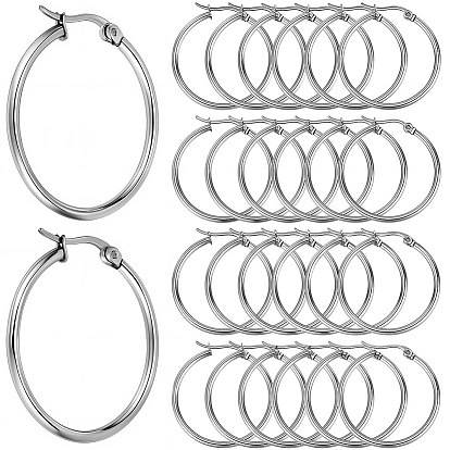 30 пары 304 серьги-кольца из нержавеющей стали, гипоаллергенные формы серег, Кольцевая форма