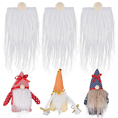 Костюм бороды гнома из искусственной шерсти, праздничные и праздничные украшения, с деревянных бусин