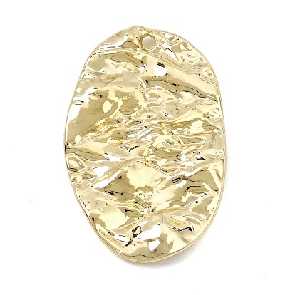Alloy Pendants, Hammered Oval Charms, Rack Plating, Cadmium Free & Nickel Free & Lead Free