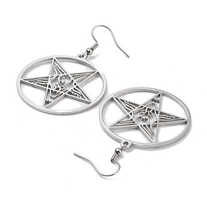 304 Stainless Steel Ring with Star Dangle Earrings for Women
