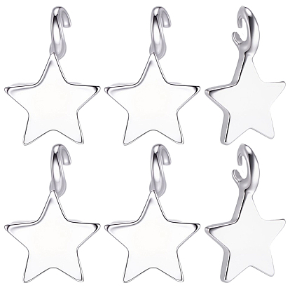 8 шт. 925 подвески-звезды из стерлингового серебра, с открытыми петлями, родий, не тускнеет