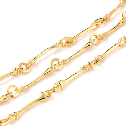 Brass Bar Link Chains, Long-Lasting Plated, Unwelded, Bar & Round, with Spool, Cadmium Free & Nickel Free & Lead Free