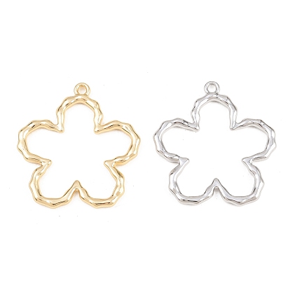 Valentine's Day Alloy Pendants, Flower Charms, Cadmium Free & Nickel Free & Lead Free