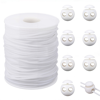 1 рулон полой трубы ПВХ трубчатый синтетический резиновый шнур, намотанный вокруг белой катушки, с пластиковыми шнуровыми замками 8 шт.