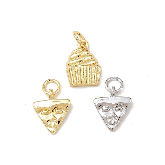 Латунные подвески, подвески в виде торта/треугольного лица, долговечный, без свинца и без кадмия, стойки покрытие, с целью перехода в кольце
