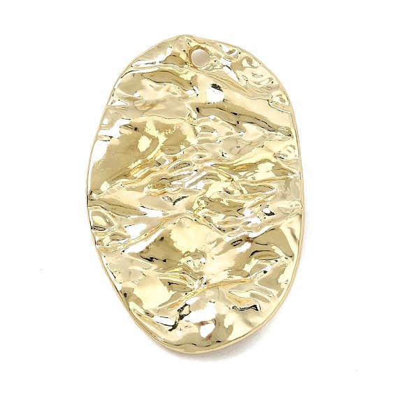 Alloy Pendants, Hammered Oval Charms, Rack Plating, Cadmium Free & Nickel Free & Lead Free