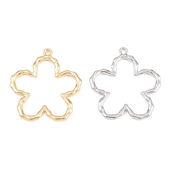 Valentine's Day Alloy Pendants, Flower Charms, Cadmium Free & Nickel Free & Lead Free