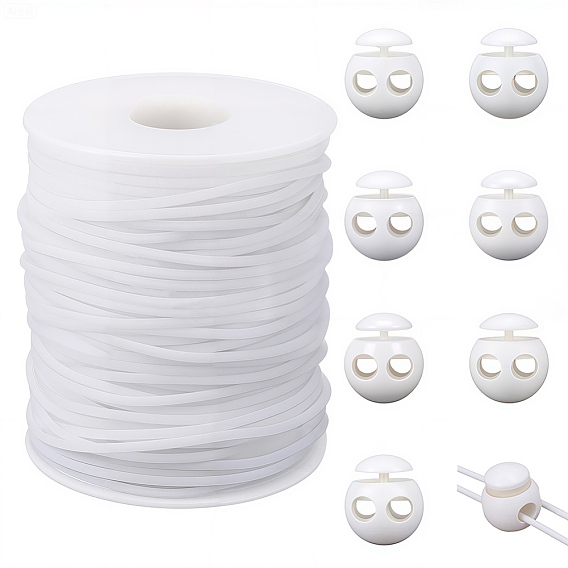 1 рулон полой трубы ПВХ трубчатый синтетический резиновый шнур, намотанный вокруг белой катушки, с пластиковыми шнуровыми замками 8 шт.