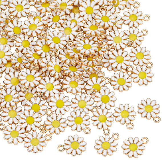 100 breloques en alliage d'émail, fleur, or et de lumière