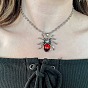 Gothic Alloy Glass Red Halloween Spider Pendant Necklaces